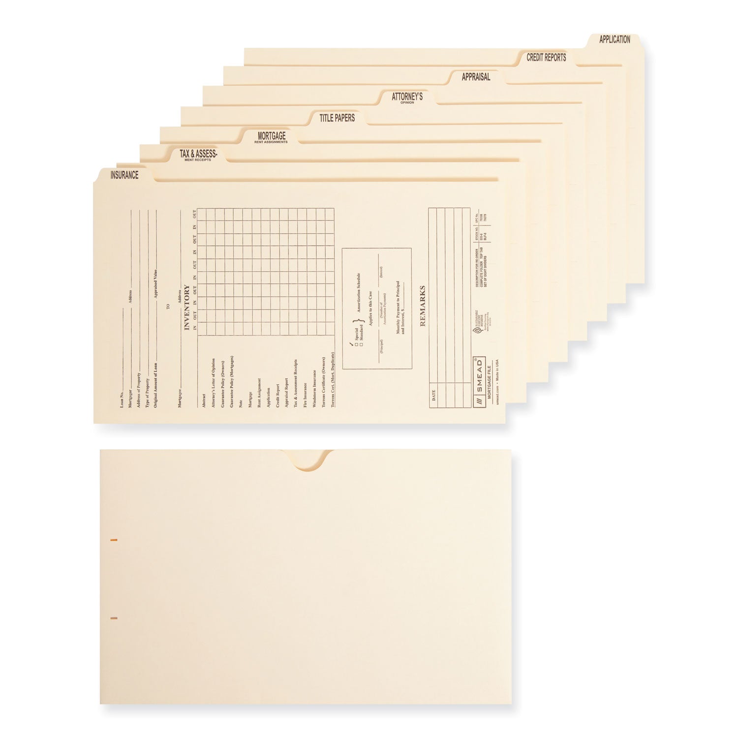 Smead Pressboard Mortgage Folder Dividers, Pre-Printed, 1 Fastener, Legal Size, Manila, 7 Dividers/Set, 12 Sets (78278)