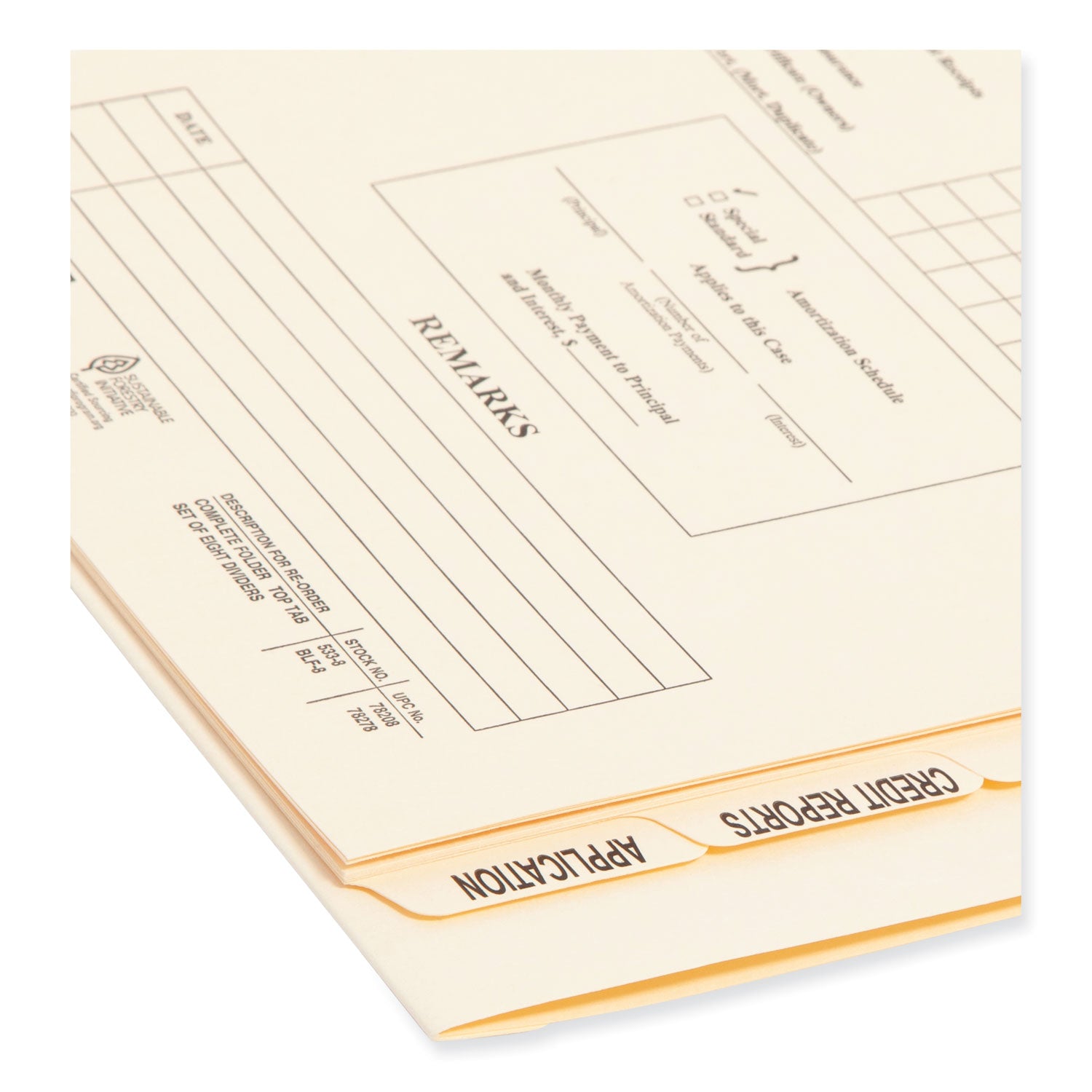 Smead Pressboard Mortgage Folder Dividers, Pre-Printed, 1 Fastener, Legal Size, Manila, 7 Dividers/Set, 12 Sets (78278)