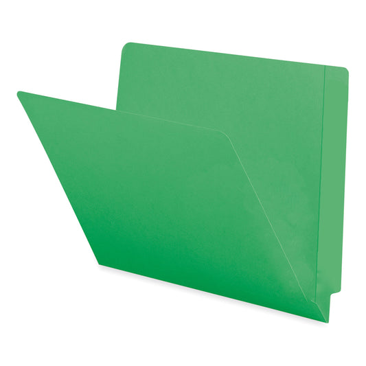 Smead Shelf-Master Reinforced End Tab Colored Folders, Straight Tabs, Letter Size, 0.75" Expansion, Green, 100/Box (25110)