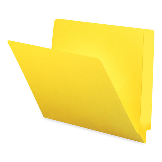 Smead Shelf-Master Reinforced End Tab Colored Folders, Straight Tabs, Letter Size, 0.75" Expansion, Yellow, 100/Box (25910)