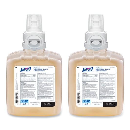 PURELL Healthy Soap 2.0% CHG Antimicrobial Foam Refill for CS8 Dispensers, Fragrance-Free, 1,200 mL, 2/Carton (788102)