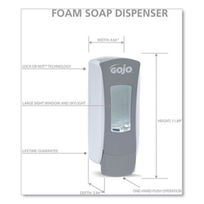 GOJO ADX-12 Dispenser, 1,250 mL, 4.5 x 4 x 11.25, Gray (888406)