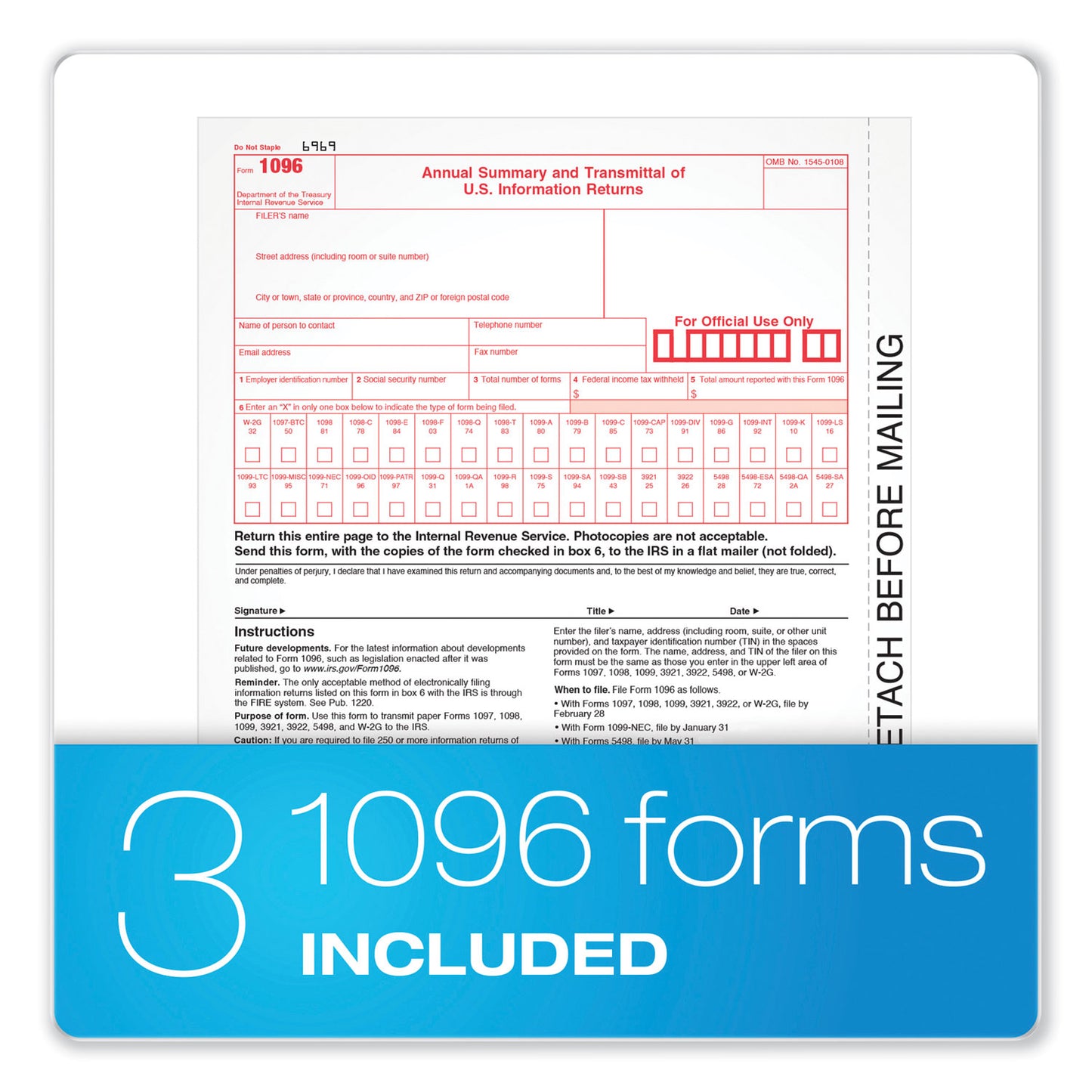 Adams 1099-NEC + 1096 Tax Form Kit with e-File, Inkjet/Laser, Fiscal Year: 2023, 5-Part, 8.5 x 3.67, 3 Forms/Sheet, 50 Forms Total (STAX550NEC22)