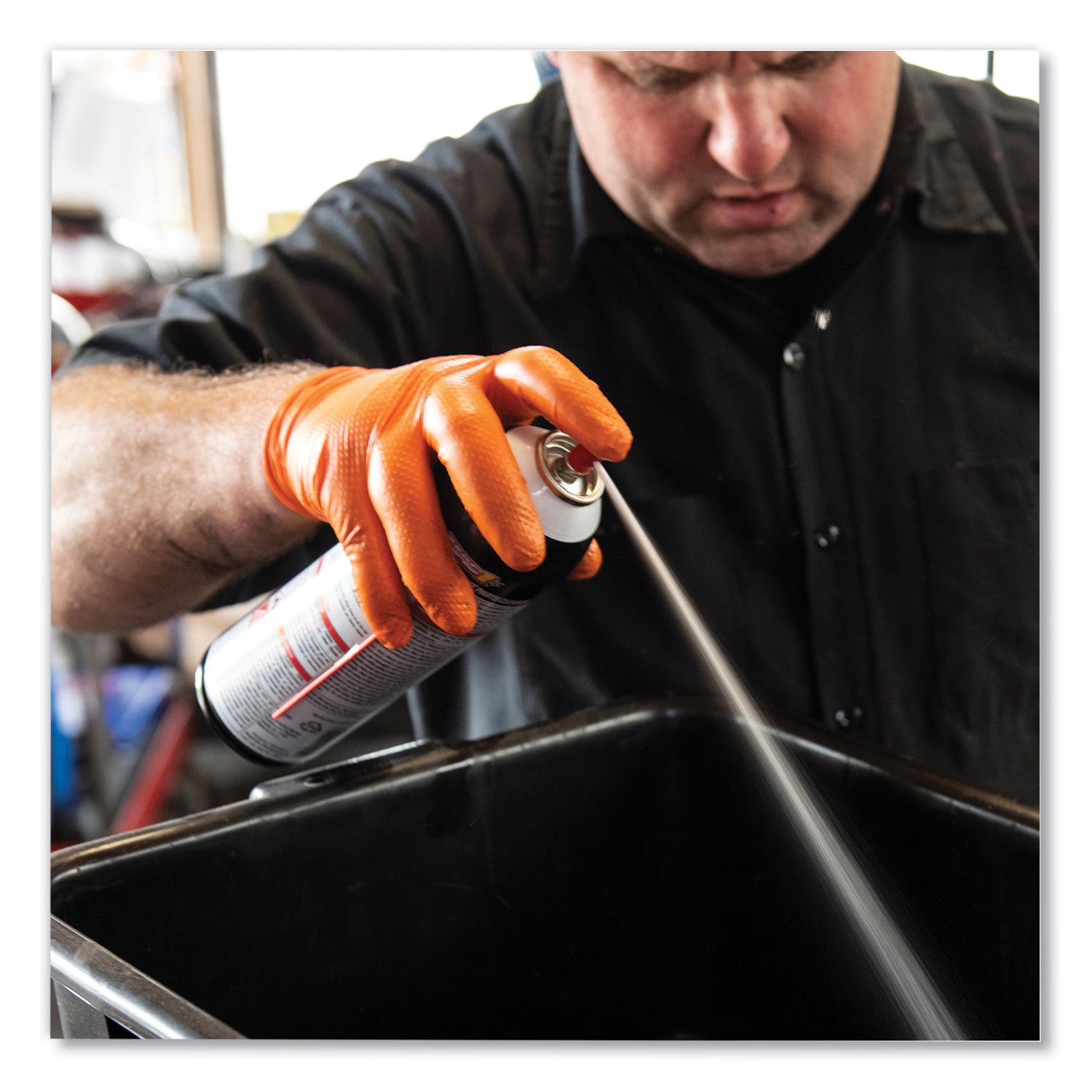 GloveWorks by AMMEX Heavy-Duty Industrial Nitrile Gloves, Powder-Free, 8 mil, Medium, Orange, 100/Box (GWON44100)