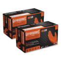GloveWorks by AMMEX Heavy-Duty Industrial Nitrile Gloves, Powder-Free, 8 mil, Medium, Orange, 100/Box (GWON44100)