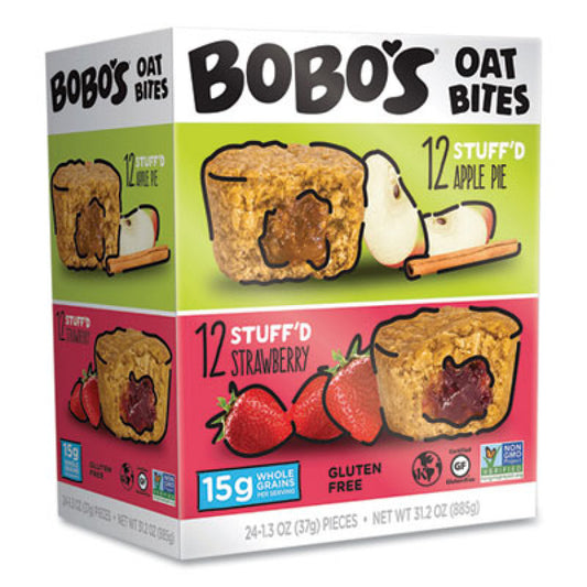 Bobo's Stuff'D Apple Pie/Strawberry Oat Bites, 1.3 oz Individually Wrapped, 24/Carton (00125)