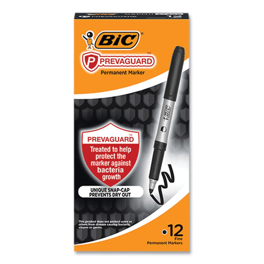 BIC PrevaGuard Permanent Marker, Fine Bullet Tip, Black, 12/Pack (GAPM11BLK)