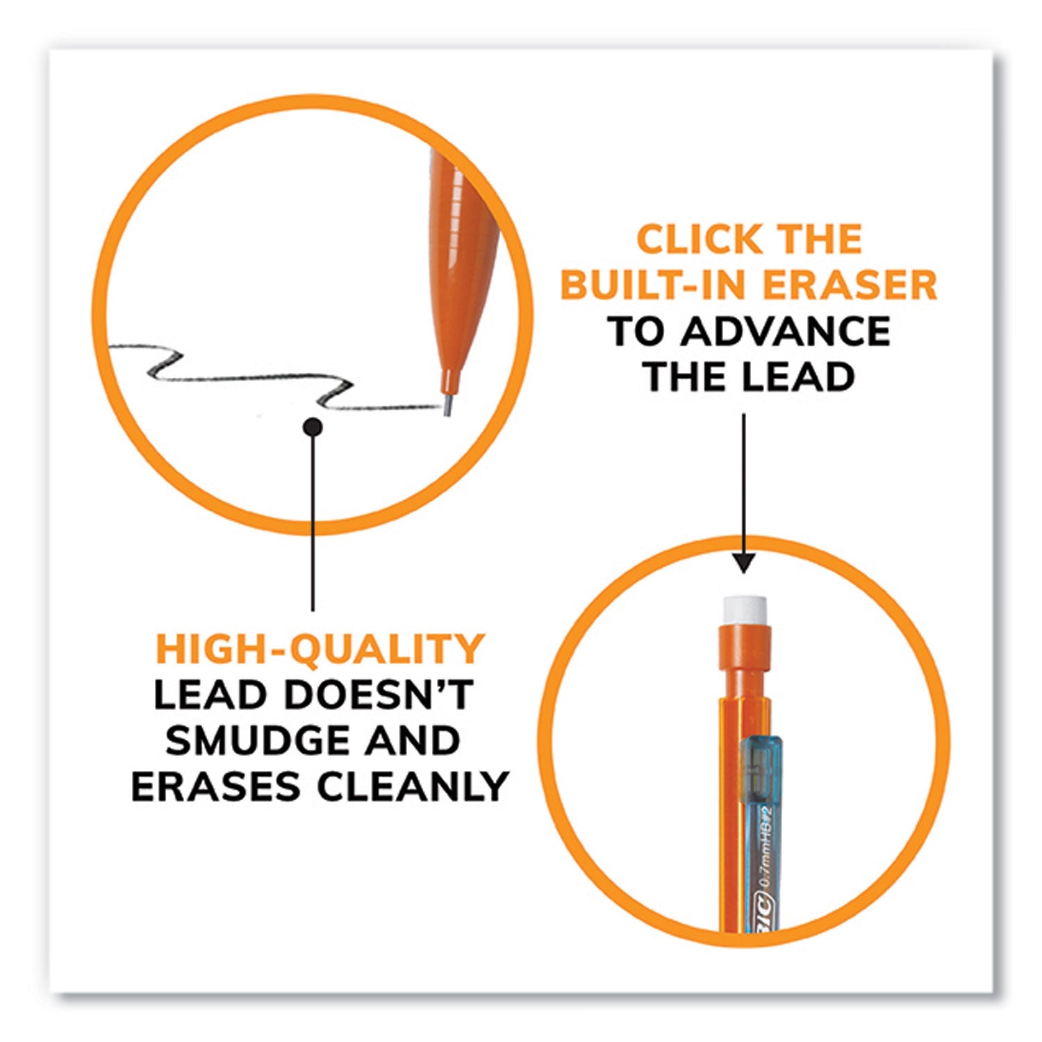 BIC Xtra-Smooth Bright Edition Mechanical Pencils, 0.7 mm, HB (#2), Black Lead, Assorted Barrel Colors, 24/Pack, 6 Packs/Carton (MPCE144EBLK)