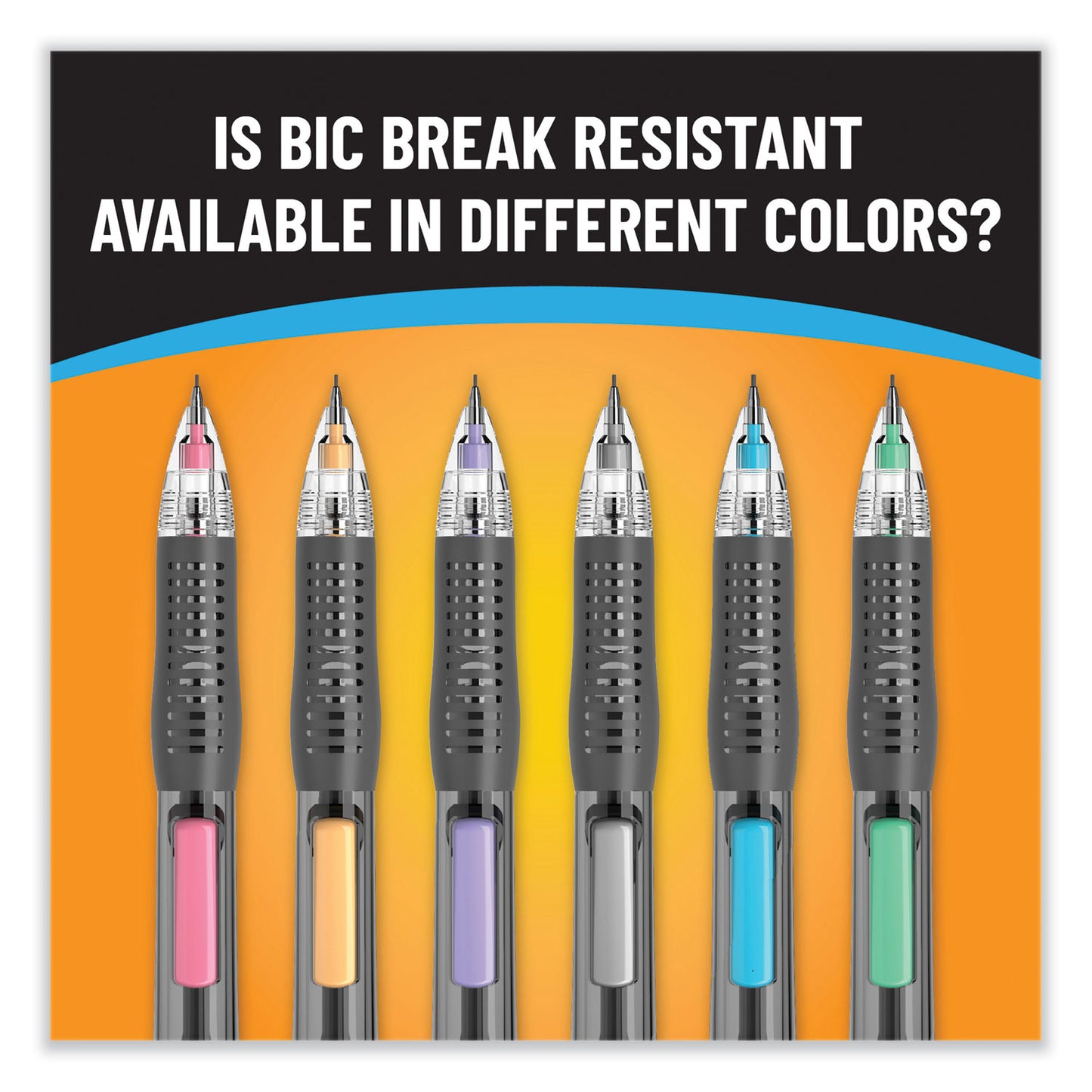 BIC Break-Resistant Mechanical Pencils with Erasers, 0.7 mm, HB (#2), Black Lead, Assorted Barrel Colors, 2/Pack (MV7PRP2BLK)