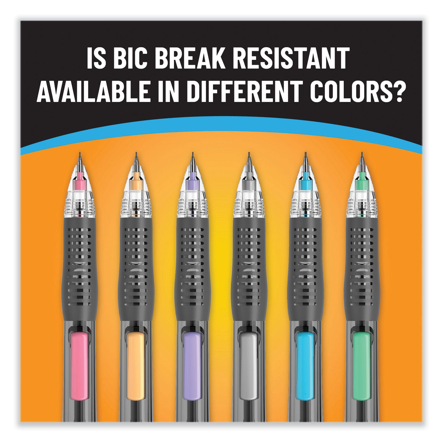 BIC Break-Resistant Mechanical Pencils with Erasers, 0.7 mm, HB (#2), Black Lead, Assorted Barrel Colors, 2/Pack (MV7PRP2BLK)