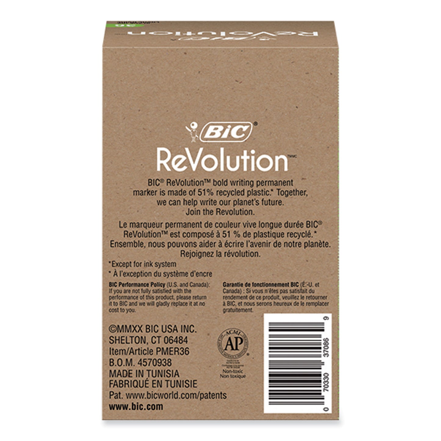 BIC ReVolution Permanent Markers, Fine Bullet Tip, Black, 36/Pack (PMER36BLK)