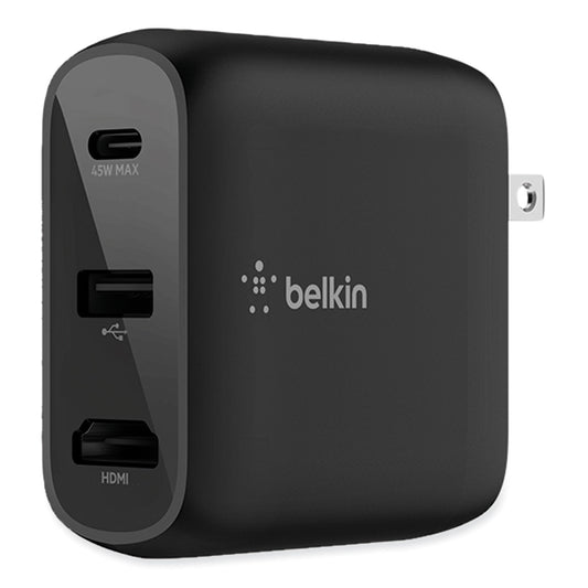 Belkin Connect 46.5W Multi-Port Power Hub for USB-C Laptop or Nintendo Switch, 3 Ports, Black (AVC010TTBK)