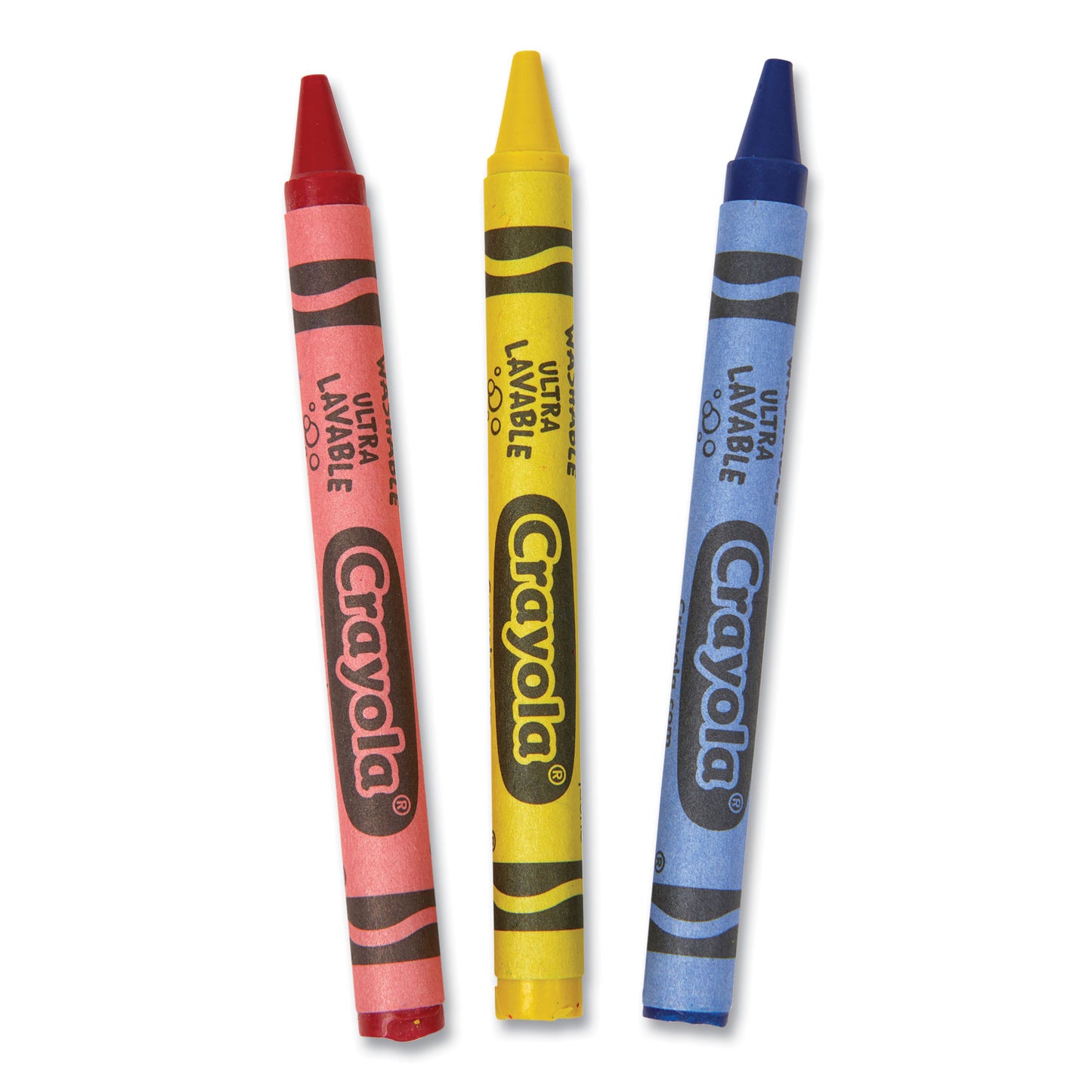Crayola Washable Crayons, Blue, Red, Yellow 3/Pack, 360 Packs/Carton (520743)