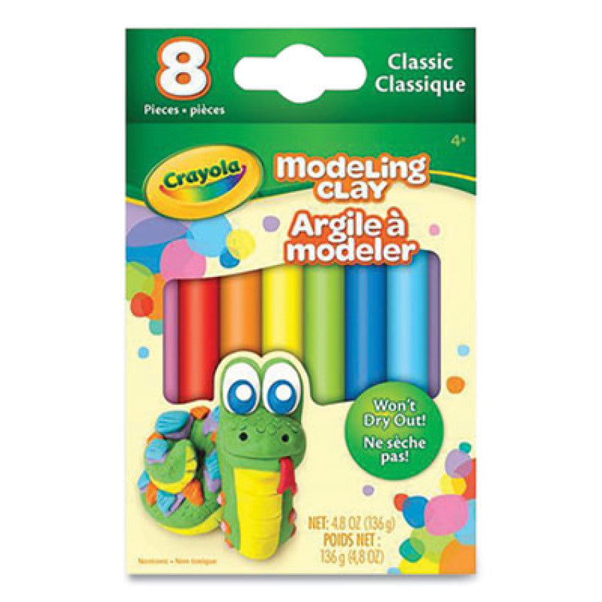 Crayola Modeling Clay Assortment, Blue/Green/Light Blue/Orange/Pink/Purple/Red/Yellow, 4.8 oz (570312)