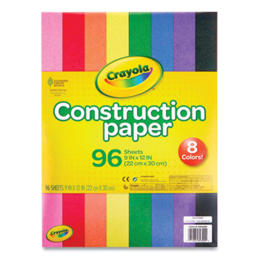 Crayola Construction Paper, 9 x 12, Assorted Colors, 96 Sheets/Pack (993000)