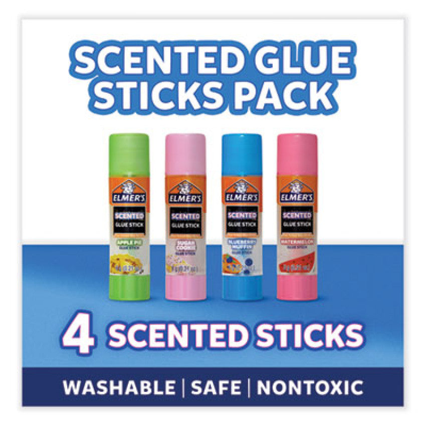 s Scented Glue Sticks, 0.21 oz, Dries in Assorted Colors, 4 Scents (2142958)