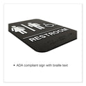 Excello Global Products Indoor/Outdoor Restroom Sign with Braille Text and Wheelchair, 6" x 9", Black Face, White Graphics, 3/Pack (HD0036S)