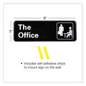 Excello Global Products The Office Indoor/Outdoor Wall Sign, 9" x 3", Black Face, White Graphics, 2/Pack (HD0064S)