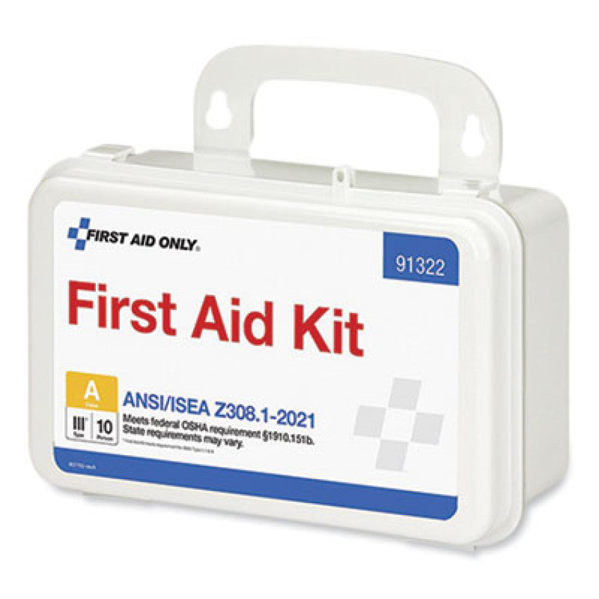 First Aid Only ANSI 2021 First Aid Kit for 10 People, 76 Pieces, Plastic Case (91322)