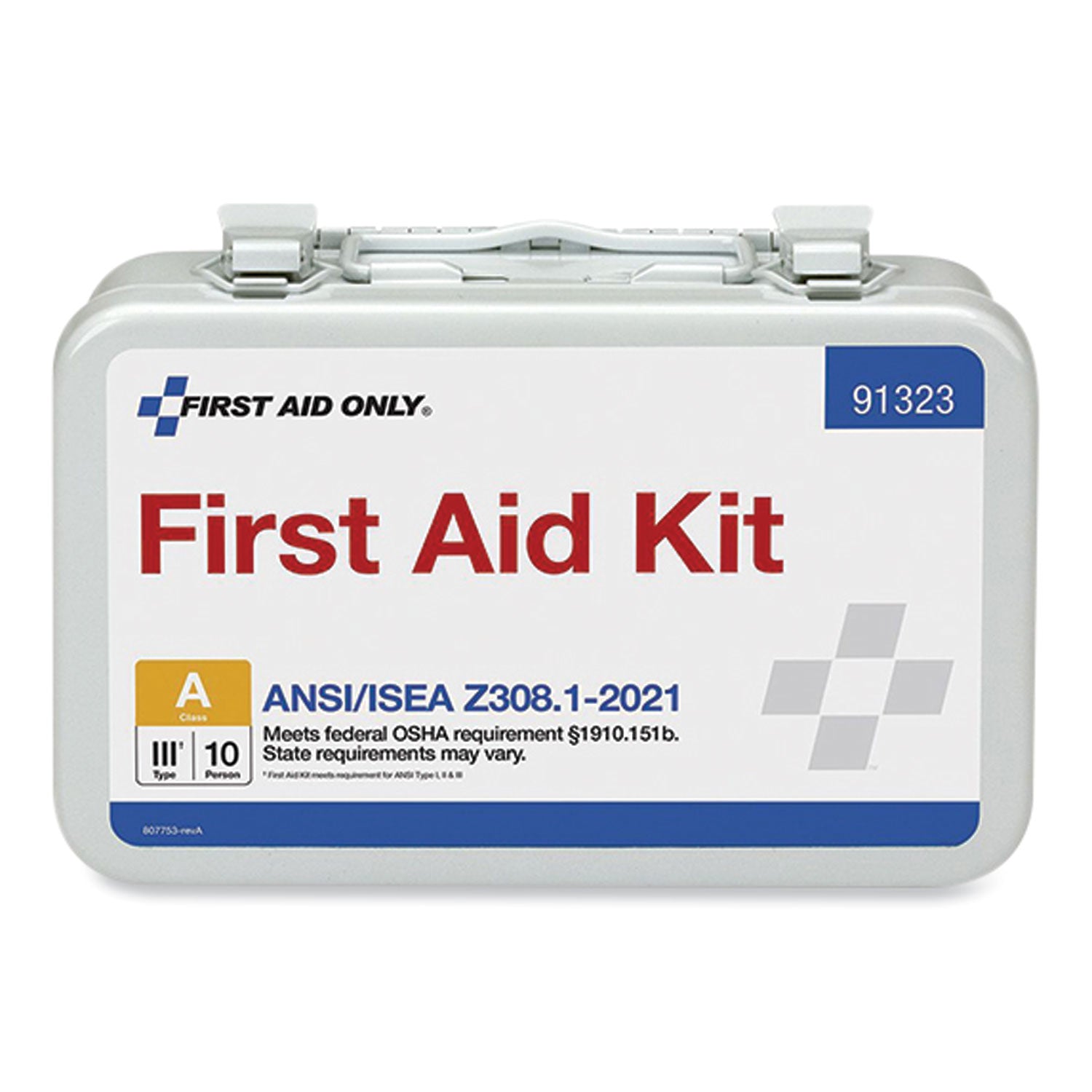 First Aid Only ANSI 2021 First Aid Kit for 10 People, 76 Pieces, Metal Case (91323)