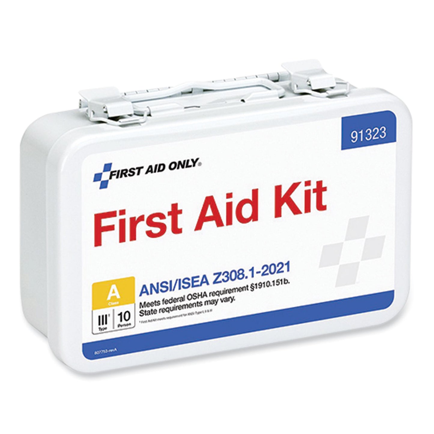 First Aid Only ANSI 2021 First Aid Kit for 10 People, 76 Pieces, Metal Case (91323)