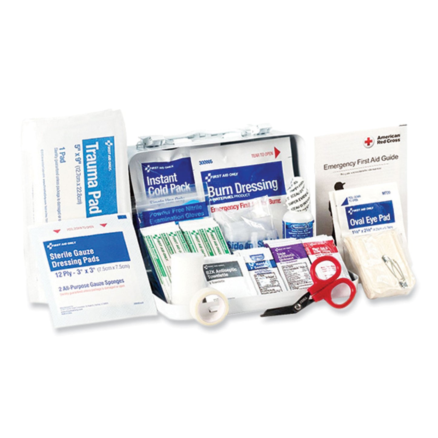 First Aid Only ANSI 2021 First Aid Kit for 10 People, 76 Pieces, Metal Case (91323)
