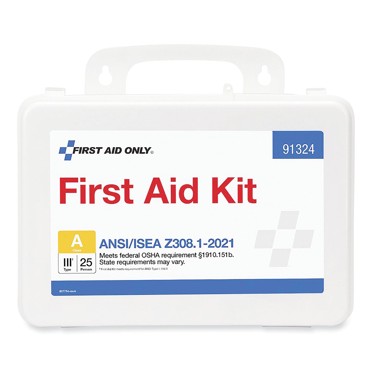 First Aid Only ANSI 2021 First Aid Kit for 25 People, 94 Pieces, Plastic Case (91324)
