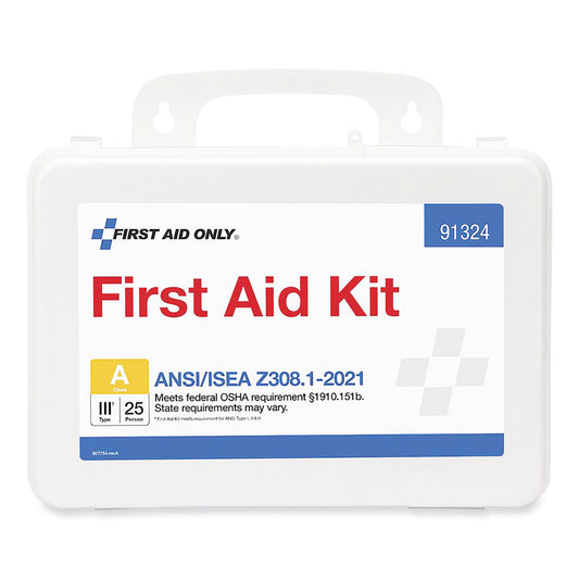 First Aid Only ANSI 2021 First Aid Kit for 25 People, 94 Pieces, Plastic Case (91324)