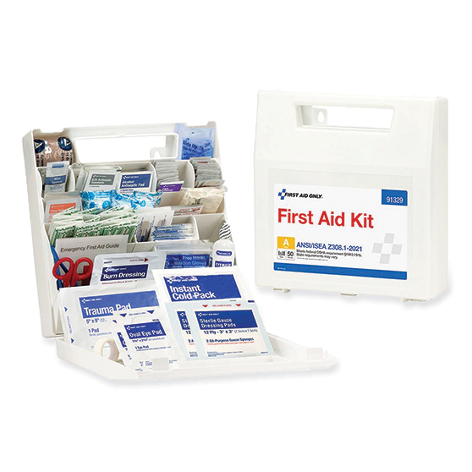 First Aid Only ANSI 2021 First Aid Kit for 50 People, 184 Pieces, Plastic Case (91329)