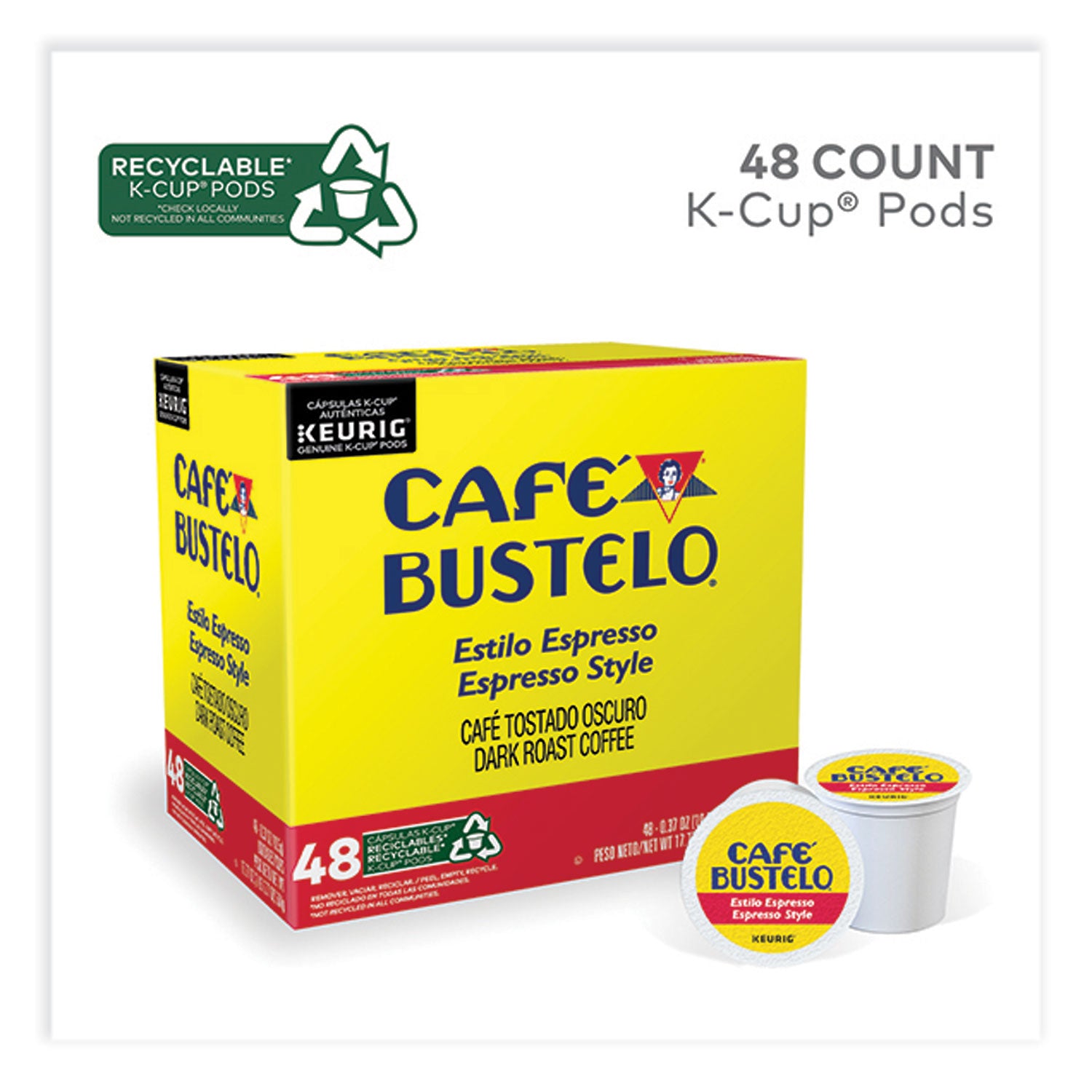 Cafe Bustelo Espresso Style K-Cups, 48/Box (5000346117)