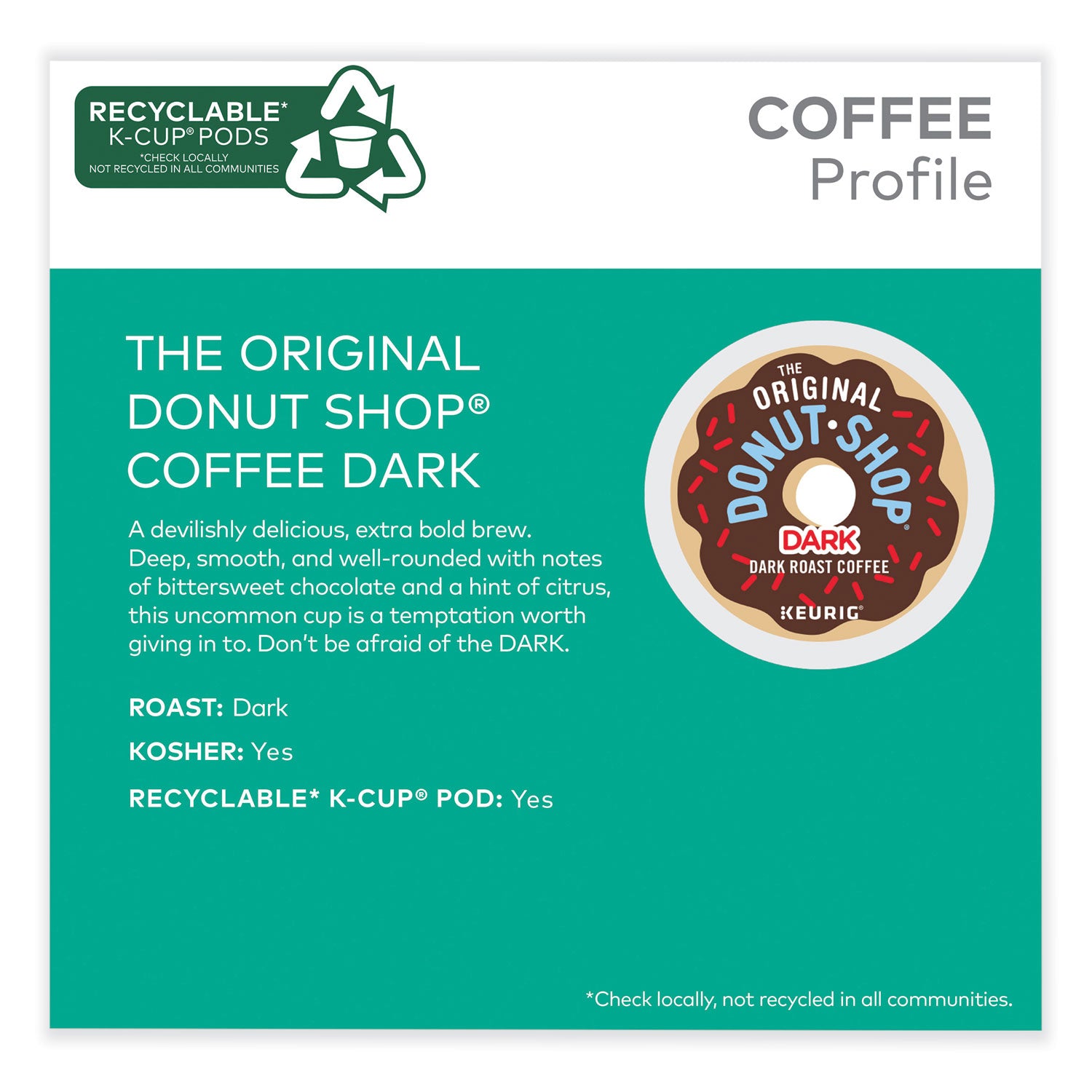 The Original Donut Shop DARK K-Cups, Regular Extra Bold, 48/Box (5000355634)