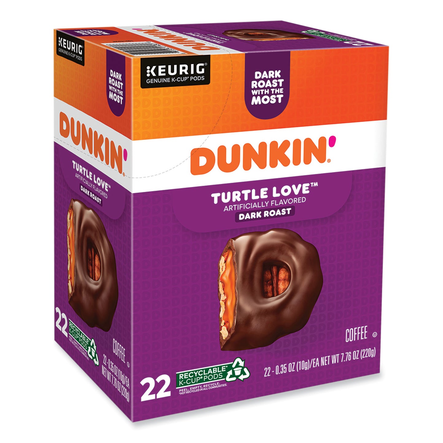 Dunkin Donuts K-Cup Pods, Turtle Love Coffee, 22/Box (5000367615)