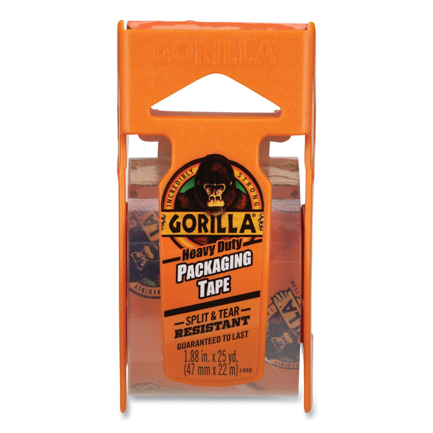 Gorilla Heavy Duty Packaging Tape with Dispenser, 1.88" x 25 yds, Clear, 4/Pack (102680)