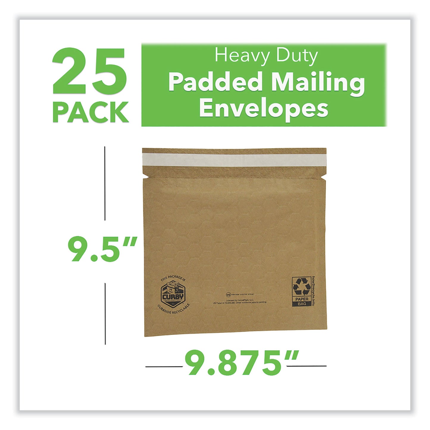 ipg Curby Mailer Self-Sealing Recyclable Mailer, Paper Padding, Self-Adhesive, #2, 11.38 x 9.5, 30/Carton (CBML2C)