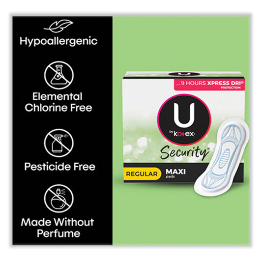 U by Kotex Security Regular Maxi Pads, Unscented, 48/Pack (47240)