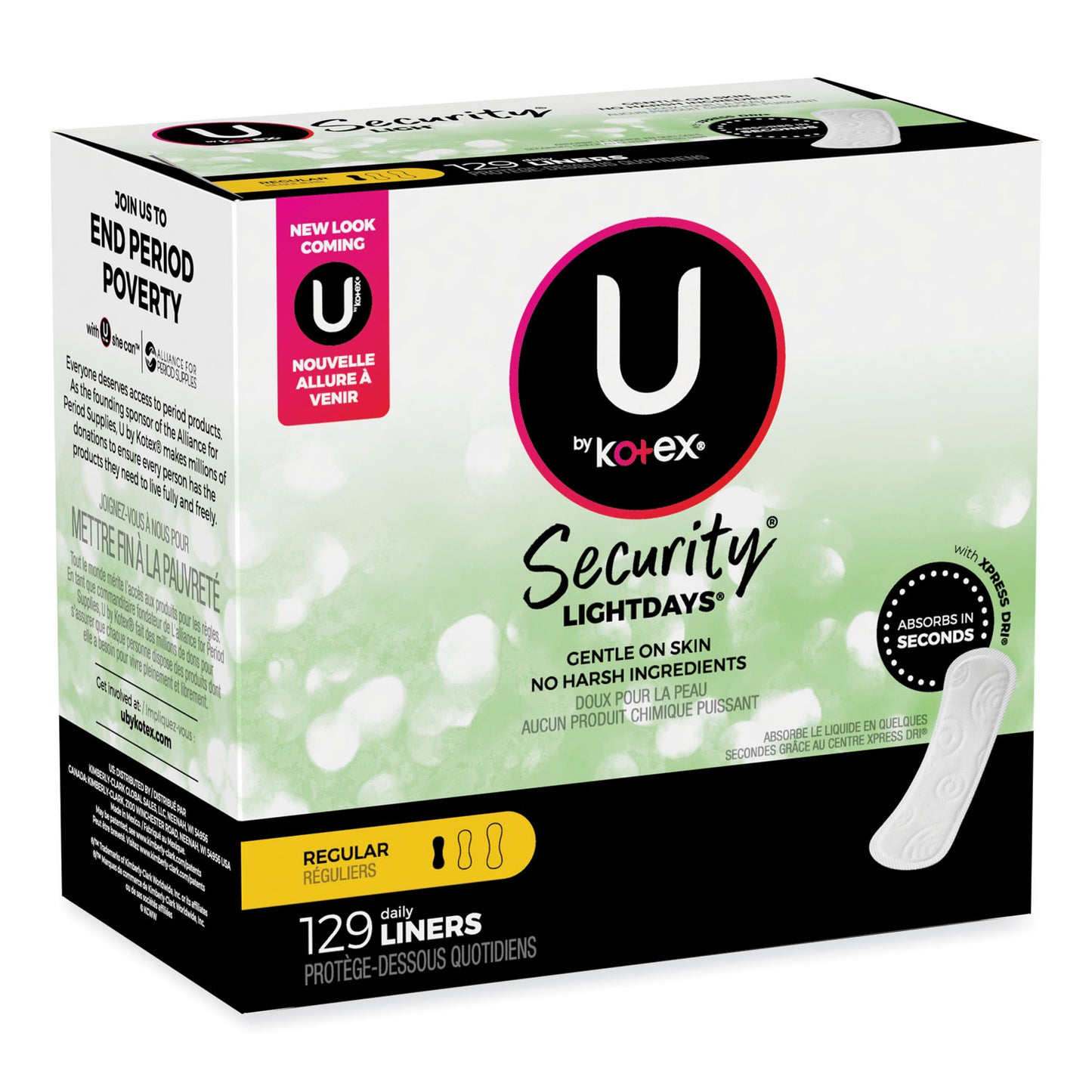 U by Kotex Security Lightdays Liners, Unscented, 129/Pack (49060)