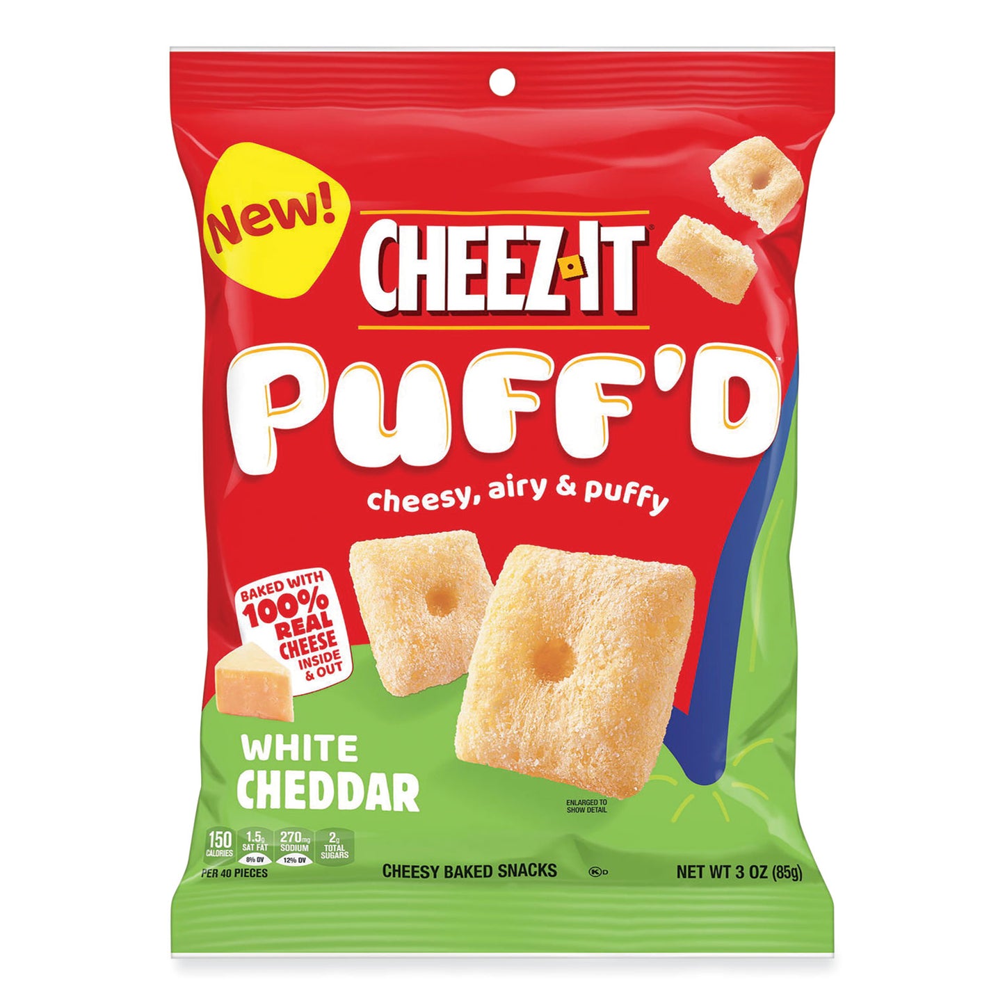 Cheez-It Puff'd Crackers, White Cheddar, 3 oz Bag, 6/Carton (00024)