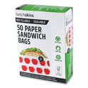 Lunchskins Peel and Seal Sandwich Bag with Closure Strip, 6.3" x 2" x 7.9", Red Apples/White, 50/Box (854735005911)