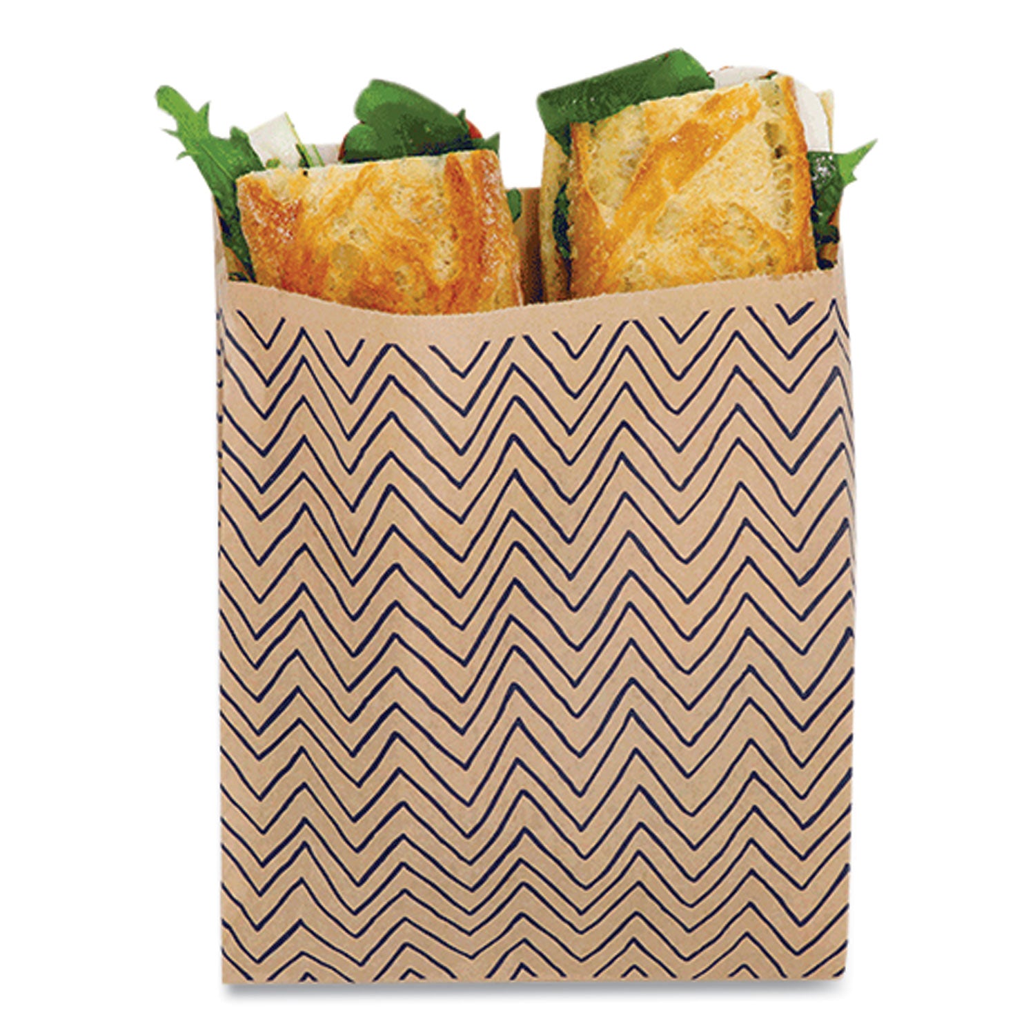 Lunchskins XL Sandwich Bag with Resealable Stickers, 7.1" x 2" x 9.1", Black Stripes/Natural Kraft, 50/Box (860000586764)