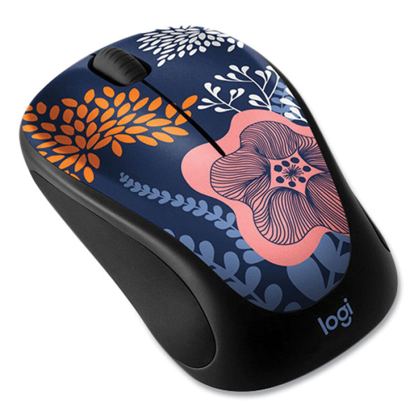 Logitech M317 Design Collection Limited Edition Wireless Ambidextrous Optical Mouse, 2.4 GHz Frequency/33 ft Range, Forest Floral (910006552)