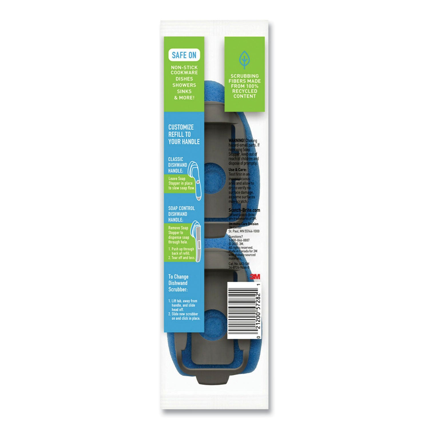 Scotch-Brite Non-Scratch Dishwand Refills, Blue, 2/Pack (48312)