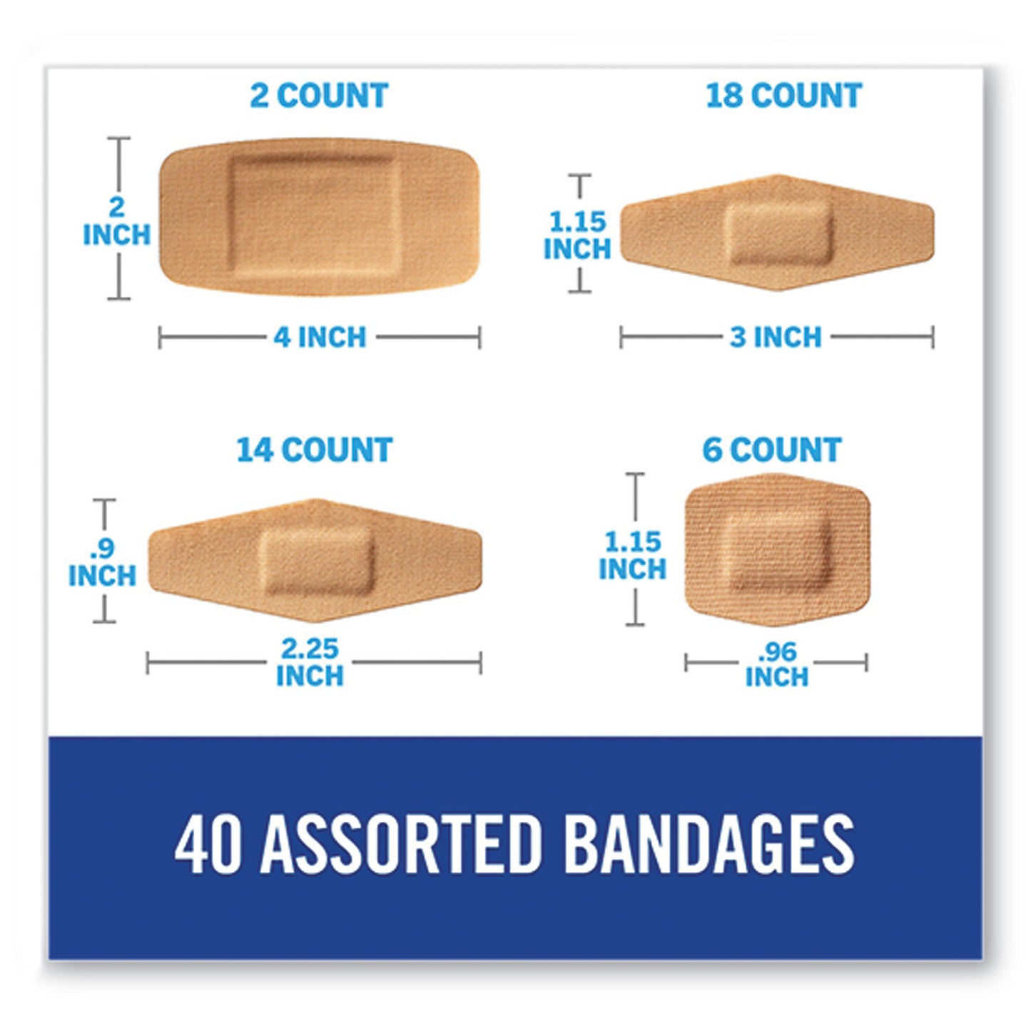 Nexcare DUO Bandages, Plastic, Assorted Sizes, 40/Pack (DSA40)