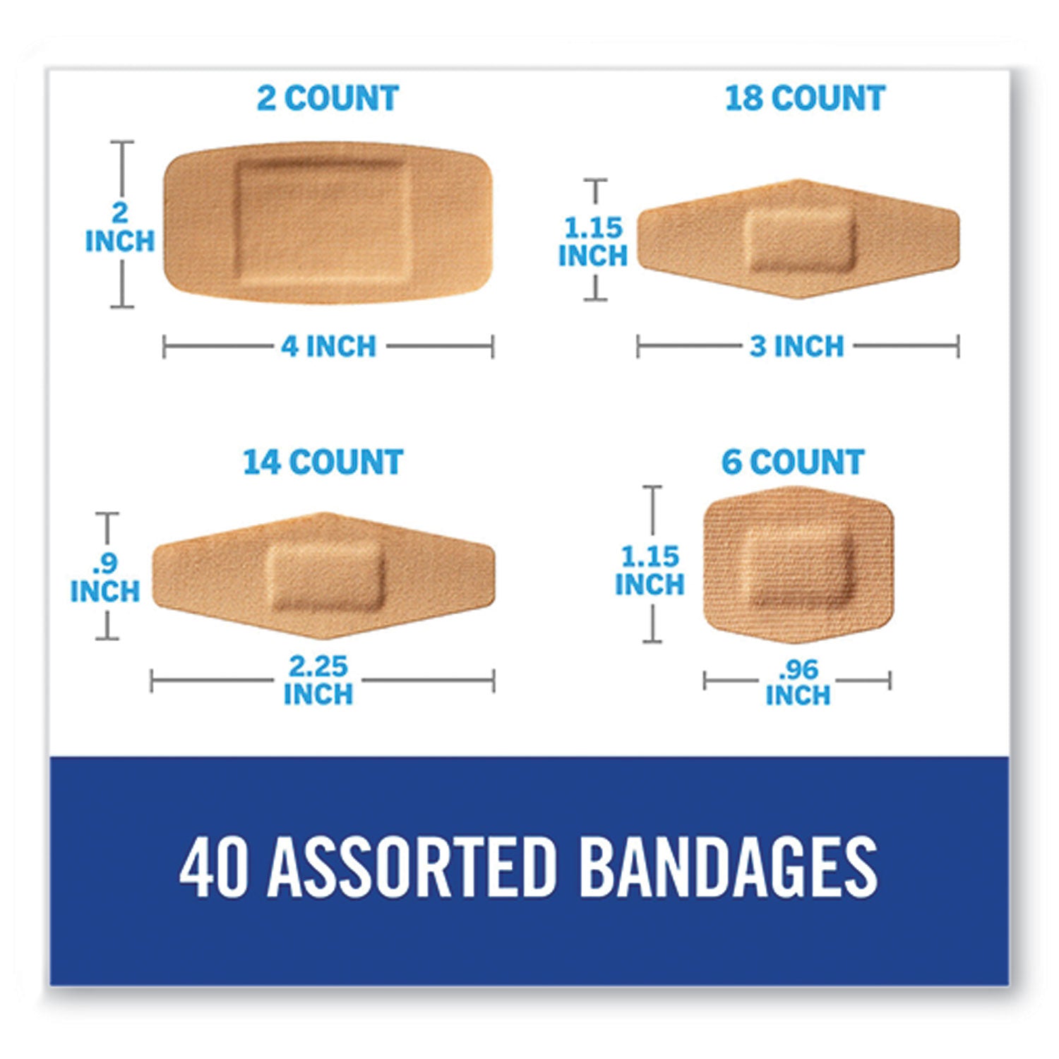 Nexcare DUO Bandages, Plastic, Assorted Sizes, 40/Pack (DSA40)