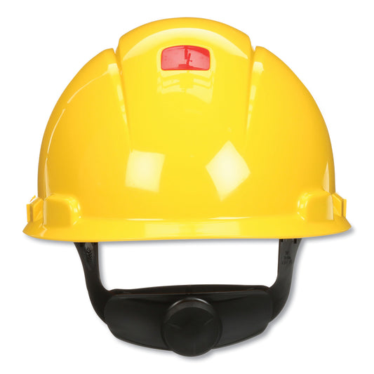 3M SecureFit Hard Hat with Uvicator, Four-Point Ratchet Suspension, Yellow (H702SFRUV)