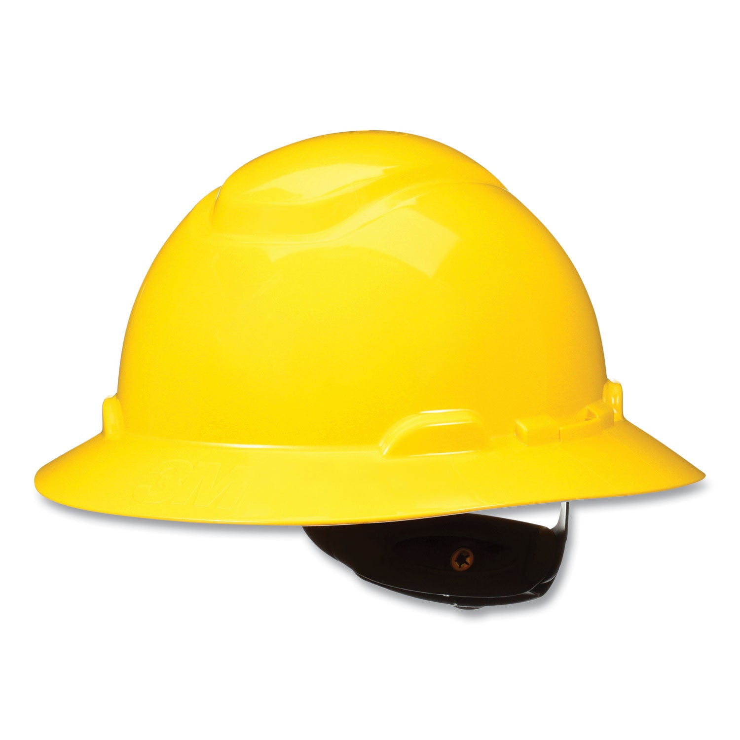 3M SecureFit Full Brim Hard Hat with Uvicator, Four-Point Ratchet Suspension, Yellow (H802SFRUV)