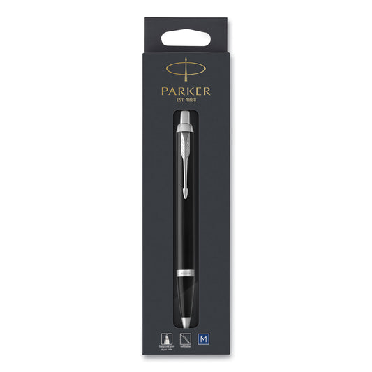 Parker IM Retractable Medium Tip Ballpoint Pen, 0.7 mm, Blue Ink, Black/Chrome Barrel (1975554)