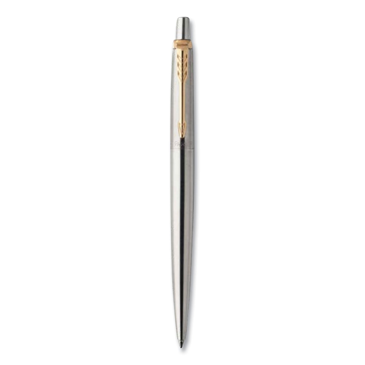 Parker Jotter Rollerball Pen, Medium Point 0.7 mm, Black Ink, Stainless Steel Barrel (2020672)