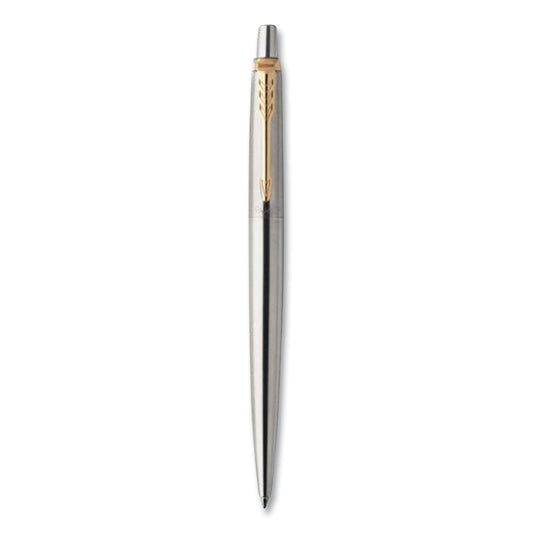 Parker Jotter Rollerball Pen, Medium Point 0.7 mm, Black Ink, Stainless Steel Barrel (2020672)