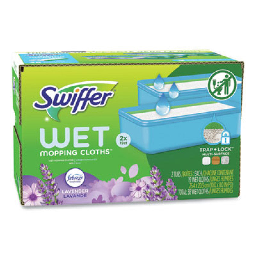 Swiffer Sweeper TRAP + LOCK Wet Mop Cloth, 8 x 10, White, Lavender Scent, 38/Pack (00743)