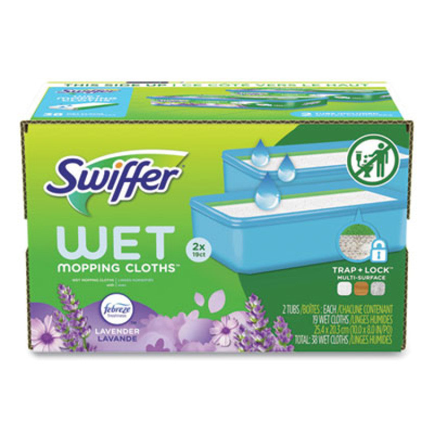 Swiffer Sweeper TRAP + LOCK Wet Mop Cloth, 8 x 10, White, Lavender Scent, 38/Pack (00743)